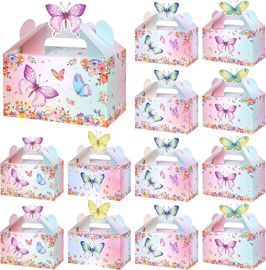 VGOODALL 30PCS Party Favor Boxes, Goodie Gable Treat Box Butterfly Paper Candy Containers for Birthday Party Supplies Baby Shower Wedding
