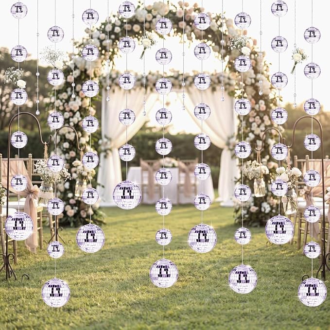 Sumind 8 Pack Disco Party Decorations Mini Disco Ball Garlands Silver Mirror Ball Hanging Banner Silver Streamer Curtains for Birthday Wedding Christmas Party Backdrop Supplies(2 Inch, 3 Inch)