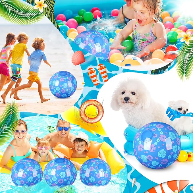 Leyndo 4 Pack Hawaiian Themed Beach Ball for Kids 11.81" Bulk for Summer Pool and Beach Game Gifts and Birthday Party Supplies and End of The Year Class Party Decoration Favors