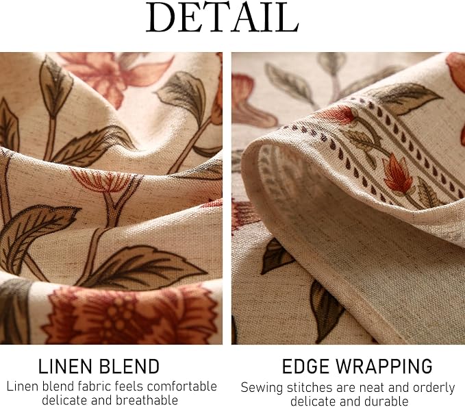 ISAENNE Designer French Linen Round Tablecloth,Diameter 67"-Alvarado D | Vintage Elegant Beautiful Table Cloth,Orange Floral Pattern,Heavyweight,Dining Room,Tea Party,Kitchen,Thanksgiving,Decor