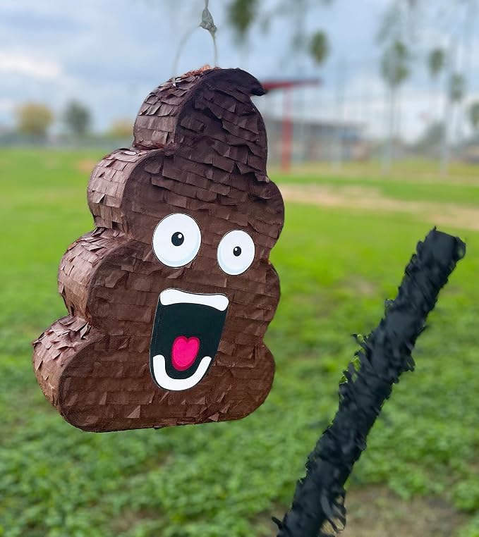 Jergrim Funny Poop Piñata 4-Piece Set perfect for Birthday Parties, Decorations, Emoticon Parties, Fun shape, Great Party Addition for kids, teens, and adults 17”X10” Durable!
