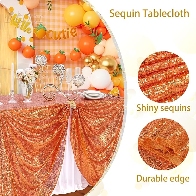 B-COOL Rectangle Sequin Tablecloth Fabric Linen: Glitter Fabric 6ft Long Table Cloth for Wedding Autumn Party Dining Banquet Christmas Holiday Decoration, Bronze 60x102 inch