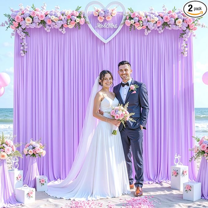 Lavender Backdrop Curtain for Parties Wedding Wrinkle Free Light Purple Photo Curtains Backdrop Drapes Fabric Decoration for Baby Shower Photoshoot 5ft x 8ft,2 Panels