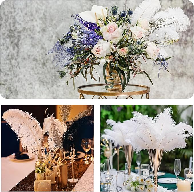 THARAHT Ostrich Feathers 90pcs Large Natural Bulk for Vase Crafts Wedding Party Centerpieces Christmas Tree Decoration Feathers,Babyblue