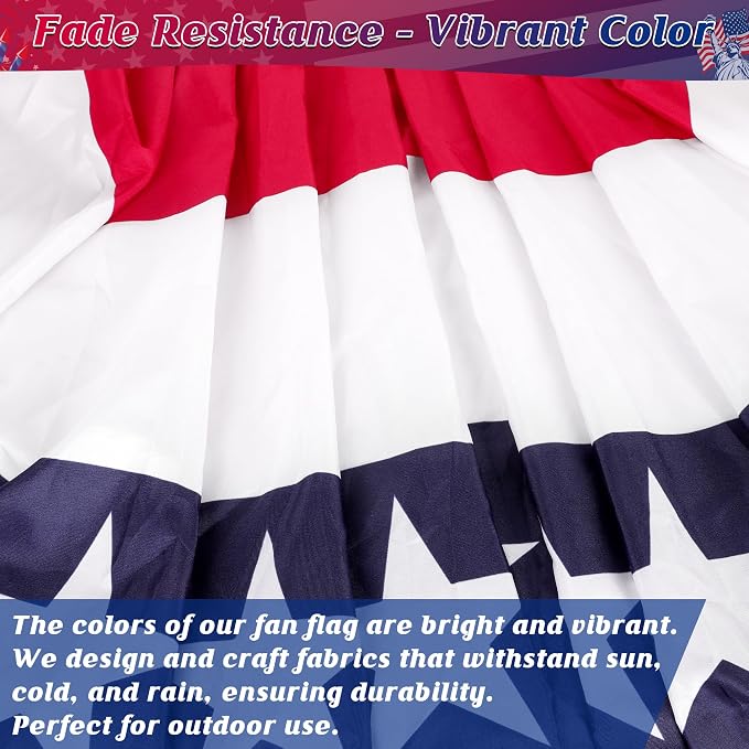 3 x 6 Ft Bunting Flags, Large Patriotic USA Pleated Fan Flags, 4th of July Decorations Bunting Banner Half Fan Flag for Independence Day Memorial Day 250th Anniversary Outdoor Home Door Yard Decor (Set of 4)