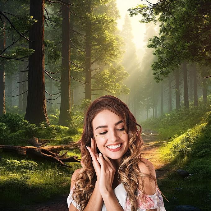Forest Backdrop Tranquil Pathway Meanders Through Dense Foliage Forest Photography Backgrounds Hyper Realistic Lush Green Forest Backdrops Towering Trees Natural Landscape Decorations 20x10ft