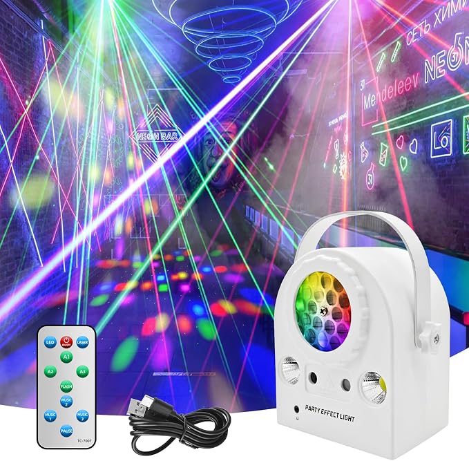Disco Ball Party Lights, Stage Light DJ Party Atmosphere with Sound Activation, Remote Control, Strobe Light for Indoor/Outdoor Christmas Halloween Birthday Party Bar KTV DJ Decor