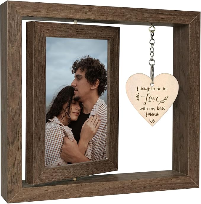 EYITUPC Lucky to Be in Love with My Best Friend Birthday Anniversary Picture Frame Boyfriend Girlfriend Husband Wife Fiance Couples Gifts (Display Two 4x6)