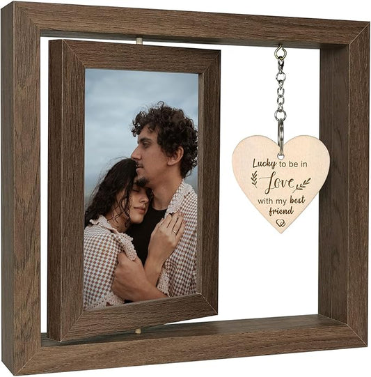 EYITUPC Lucky to Be in Love with My Best Friend Birthday Anniversary Picture Frame Boyfriend Girlfriend Husband Wife Fiance Couples Gifts (Display Two 4x6)