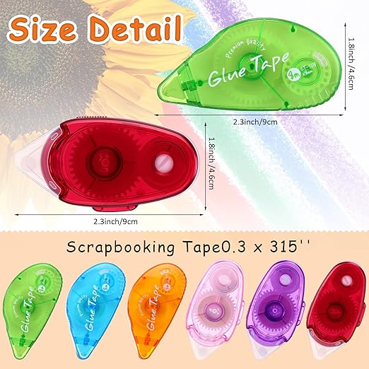 Geyee 30 Pcs Double Sided Tape Roller Permanent Adhesive 0.3 x 315'' Double Sided Tape Dots for Scrapbooking Journal Photo Paper Craft Projects Christmas Gifts (Multicolor,Classic)
