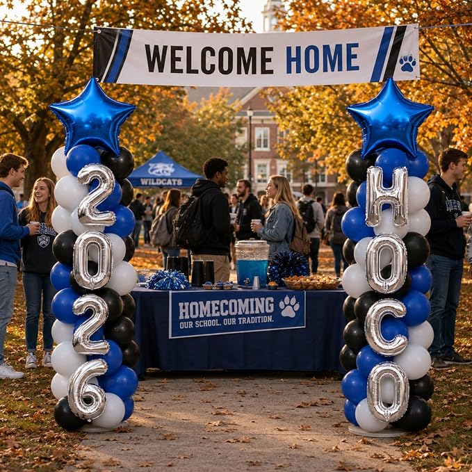 2 Sets Homecoming 2026 Balloon Column Stand Party Decorations Kits with Balloons Class of 2026 Hoco Balloon Tower Stand Kit for Homecoming Prom Party Photo Booth Props Backdrop Decor Party Supplies