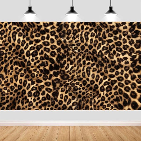 Leopard Print Backdrop,Leopard Skin Pattern Banner,Cheetah Black Brown Spots Photography Background,for Lady Bachelorette Party Decorations Photoshoot Photo Props,7x5FT