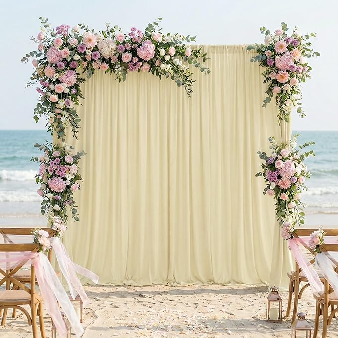 Wokceer Beige Backdrop Curtain for Wedding Parties 10x10FT Wedding Curtains Photo Backdrop Drapes Polyester for Photoshoot Baby Shower Birthday Party Curtains Background 2 Panels 5x10FT