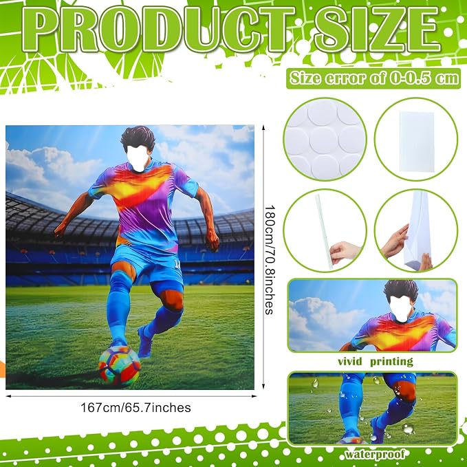 Amyhill 6 ft Soccer Player Stand-up Cardboard Cutout Life Size Banquets Game Day Sports Events Theme Party Decoration Backdrops Photo Props Player Stand-up Cardboard for Party Event Supply