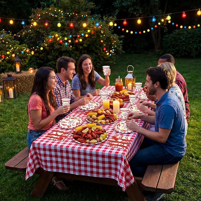 Pajean 350 Pcs Crawfish Boil Party Decorations 12 in Disposable Oval Plates and Napkins Let The Good Times Boil Heavy Duty Paper Tableware Set for 50 Guests Lobster Seafood Picnic BBQ Party Supplies
