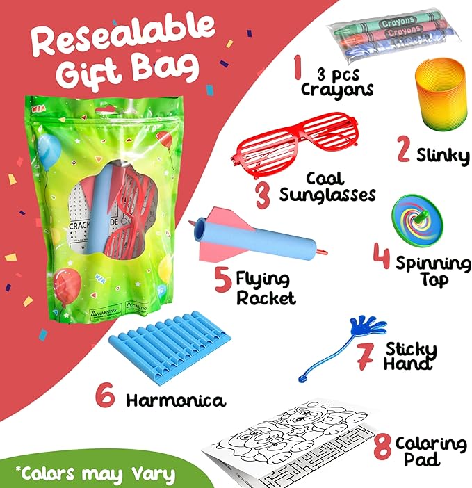Crown Display Premade Goodie Bags for Kids Birthday Party Favor Bags 10 Premium Fun Pre Filled Party Favors for Kids Bag Goodie Bag Stuffers Fidget Toys & Small Toys goodie bags for Boys & Girls