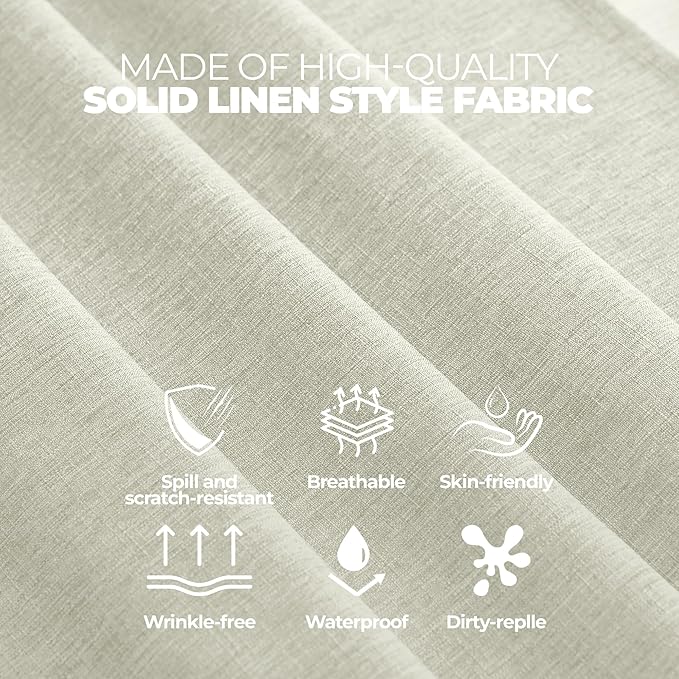 Decorelia Waterproof Round Tablecloth for Round Dining Table, Decorative Rustic Soft Wipeable Table Cloths Cover Indoor Outdoor Use for Holiday,Wedding, Kitchen (70 Inch,Round (4-6 Seats),Light Grey)