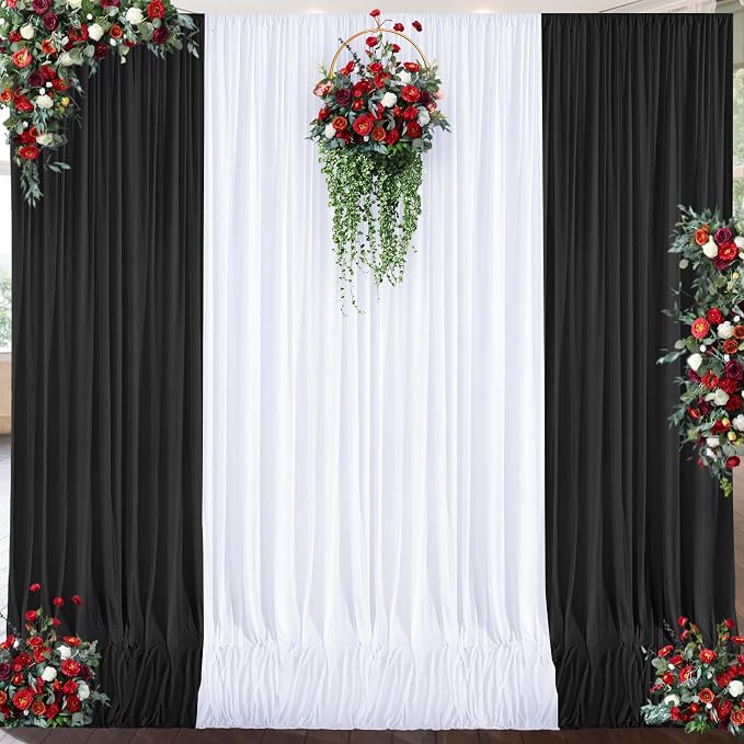 10x12 White Backdrop Curtains for Wedding Party Wrinkle Free Backdrops Curtain Drapes Fabric Decorations Photo Back Drop Cloth for Baby Shower Photography Stage Reception 5ft x 12ft,2 Panels