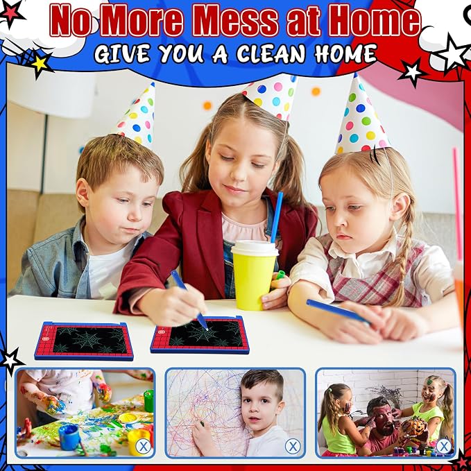 Nezyo 24 Pack Spider Theme Party Favors Mini LCD Writing Tablet 4.6 Inch Doodle Board Drawing Tablet Erasable Reusable Electronic Drawing Pads for Spider Theme Party Decor Birthday Supplies