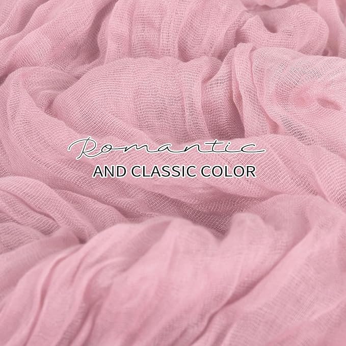 24 Pack Cheesecloth Table Runner 20 x 120 inch Cheese Cloth Table Runner Bulk, Romantic Boho Sheer Gauze Fabric Table Runners for Wedding Reception, Party, Bridal Shower Table Decor(Light Pink)