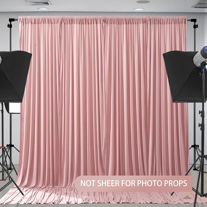 Rose Backdrop Curtains-Wrinkle-Free Polyester Photography Drapes Party Curtain Background for Baby Shower Wedding Decorations- 8 X10FT