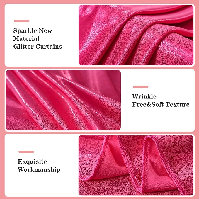 20x10ft Thick Hot Pink Glitter Backdrop Curtain Panels for Parties, Wrinkle Free Sequin Sparking Photo Backdrop Drapes, 4 Panels 5x10ft Shimmer Back Drop Cloth for Wedding Birthday Photography