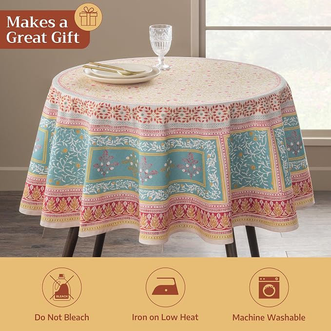 Maison d'Hermine Table Cloth Round Table 100% Cotton 69 Inches Tablecloth Reusable Decorative Everyday Use for Dining Room, Farmhouse, Home, Party, Festive & Wedding - Carpo