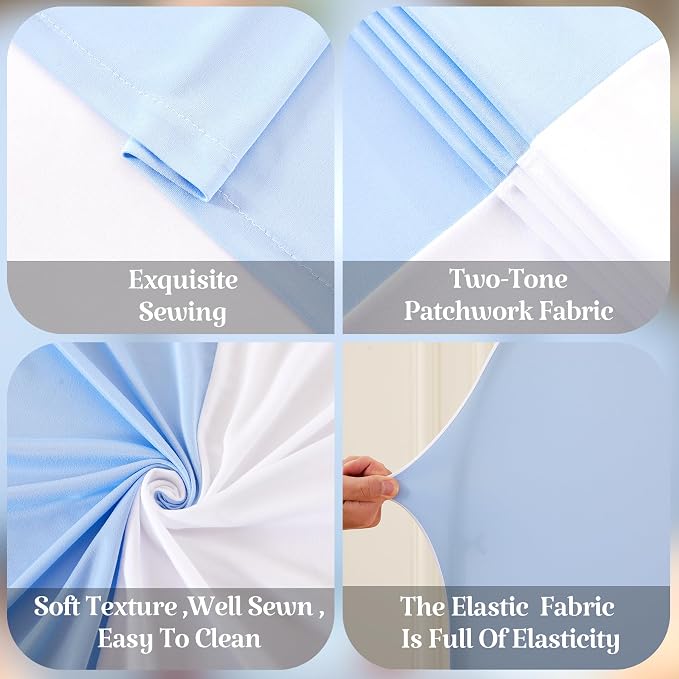 Wedding Arch Backdrop Cover Set of 3, White and Blue Double Color Arch Stand Covers, 6FT, 5FT, 4FT Spandex Fitted Arch Covers for Wedding Baby Shower Party Banquet Photography Background Decoration