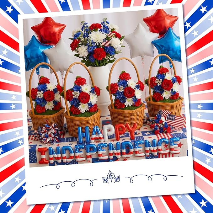 Pangda 6 Pcs Memorial Day Star Shaped Floral Foam Wet Florist Foam Blocks with 12 Pcs Clear Plant Support Stakes for Patriotic 4th of July Red White Blue Flower DIY Table Wall Decor, 8"x 8" x 1.47"