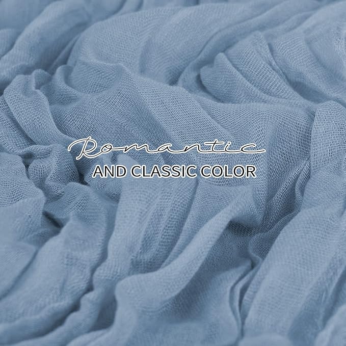 24 Pack Cheesecloth Table Runner 20 x 120 inch Cheese Cloth Table Runner Bulk,Romantic Boho Sheer Gauze Fabric Table Runners for Wedding Reception,Party,Bridal Shower Table Decor(Dusty Blue)