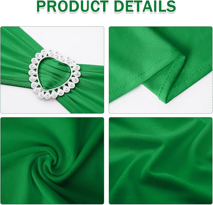 Howhic Pack of 30 Spandex Chair Sashes Bows Stretch Chair Cover Band with Buckle Slider Universal Elastic Chair Ties for Wedding Banquet Party Event Decoration (Emerald)