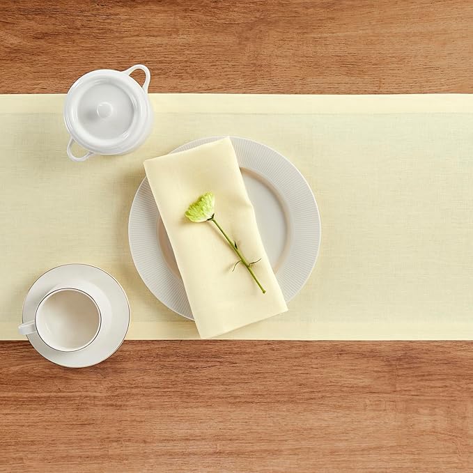 Solino Home Linen Table Runner 60 Inches - 100% Pure Linen Creamy Ivory Table Runner 14 x 60 Inch Ideal for Dresser and Coffee Tables, Spring, Summer, Mothers Day - Diana Medium Weight