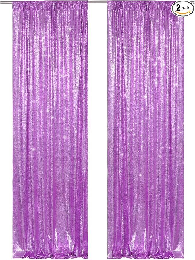 PartyDelight Sequin Backdrop Curtains 2x8ft 2 Panels | 3mm stitched sequin curtain with 4 inch rod pocket for 2x8ft 2 panel doorway window side drape narrow photo booth strip