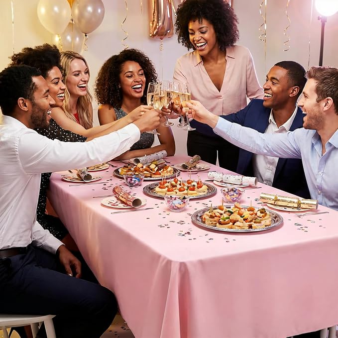 8 Packs Pink Tablecloth 60x126 Inch Rectangular Table Cloths for 8ft Rectangle Tables, Wrinkle Resistant Polyester Fabric Tablecloth Washable Table Covers for Wedding Party Buffet Dining