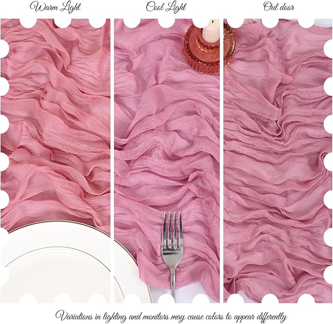 25 Pack Dusty Rose Cheesecloth Table Runner 17 x 108 Inch Fall Thanksgiving Boho Rustic Farmhouse Gauze Cheese Cloth Runner for Wedding Party Baby Shower Home Decor Holiday Decorations