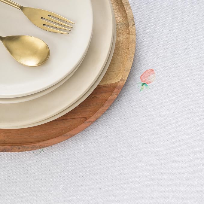 Maison d' Hermine Table Cloth Round Table 100% Cotton 69 Round Inches Tablecloth Reusable Decorative for Dining Kitchen Room Farmhouse Party Home Hotel Restaurant Spring Summer - Bunny Party
