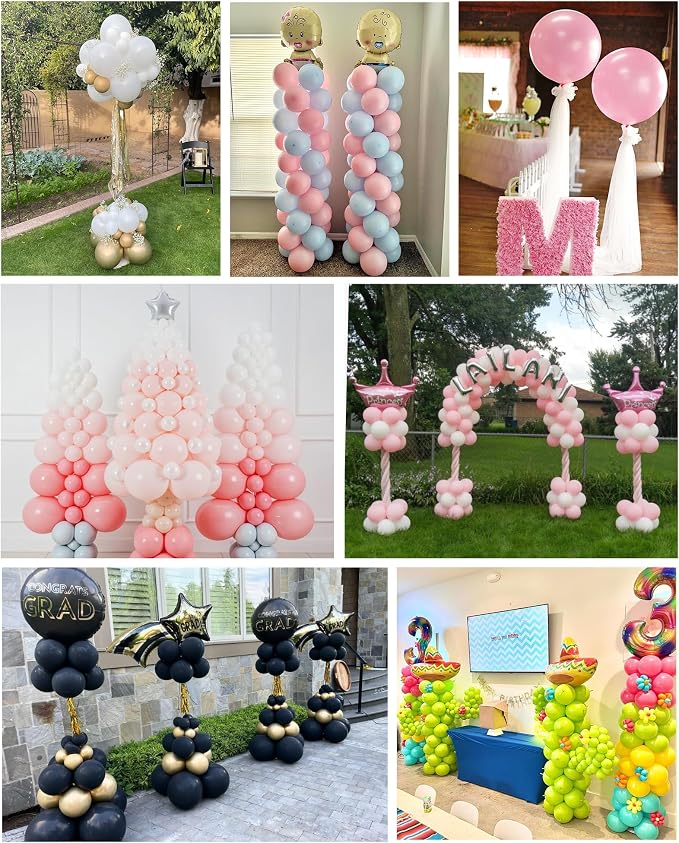 YALLOVE Balloon Column Stand Kit, Sets of 2 Telescoping Balloon Stand, Height Adjustable Balloon Tower Pillar with Reusable Metal Telescopic Design for Party Decoration