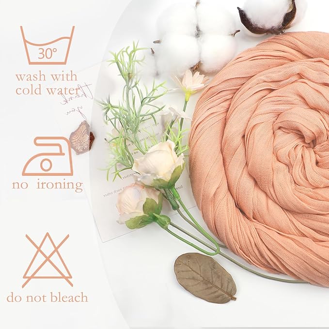 16 Pack Blush Pink Cheesecloth Table Runner 10ft Boho Gauze Fabric 120 Inch Cheese Cloth Table Runner Rustic Sheer for Holiday Baby Shower Party Décor Home Wedding Decoration