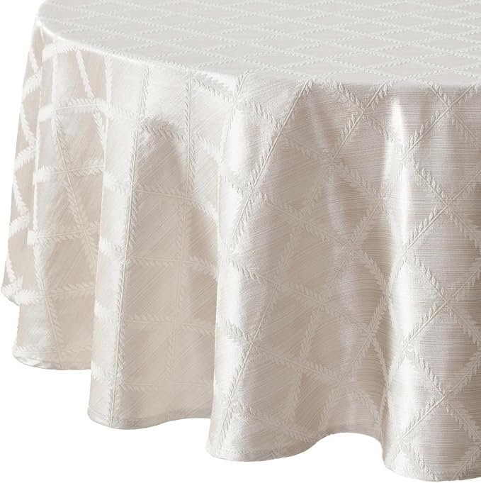 Lenox Laurel Leaf Tablecloth, Platinum - 70" W x 86" L Oval