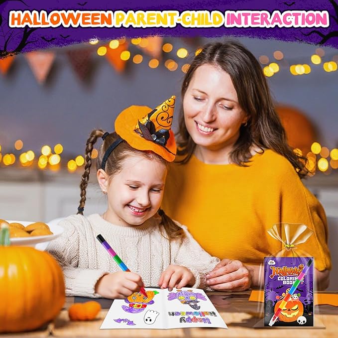 ZMLM 24 Pack Halloween Coloring Books for Kids with Crayons,Party Favors for Kids 4-8, Goodie Bags Stuffers for Toddlers, Classroom Prizes Birthday Return Gifts (Halloween)