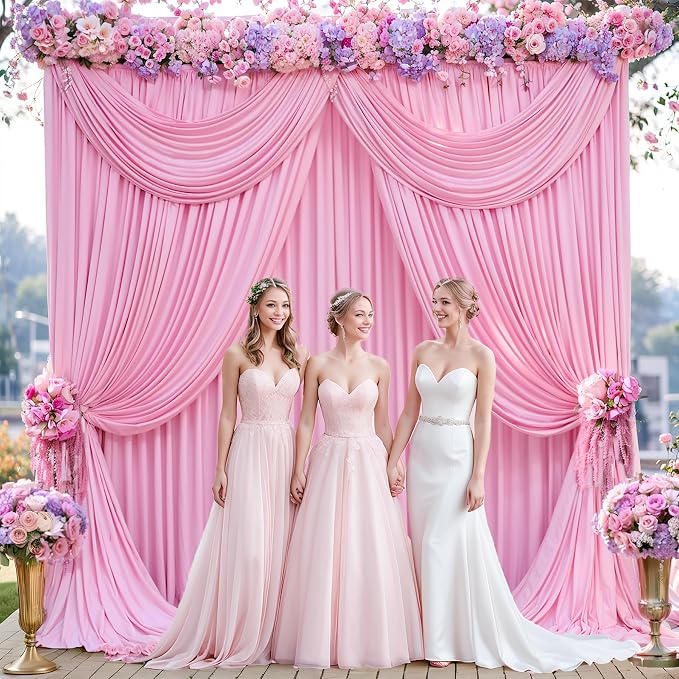 20ftx14ft Baby Pink Backdrop Curtains for Wedding-Wrinkle Free Backdrops Curtain Drapes Fabric Decorations Photo Back Drop Cloth for Baby Shower Photography Stage Reception 14Panels 14ft(H) x 5ft(W)