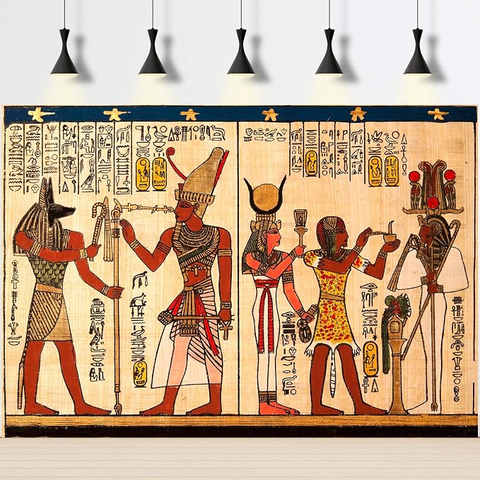 Ancient Egyptian Backdrop Antique Egyptian Papyrus Hieroglyphs Photography Background Egypt History Painting Religion Culture Backdrops Portrait Photo Booth Shoot Studio Props Vinyl 10x6.5ft