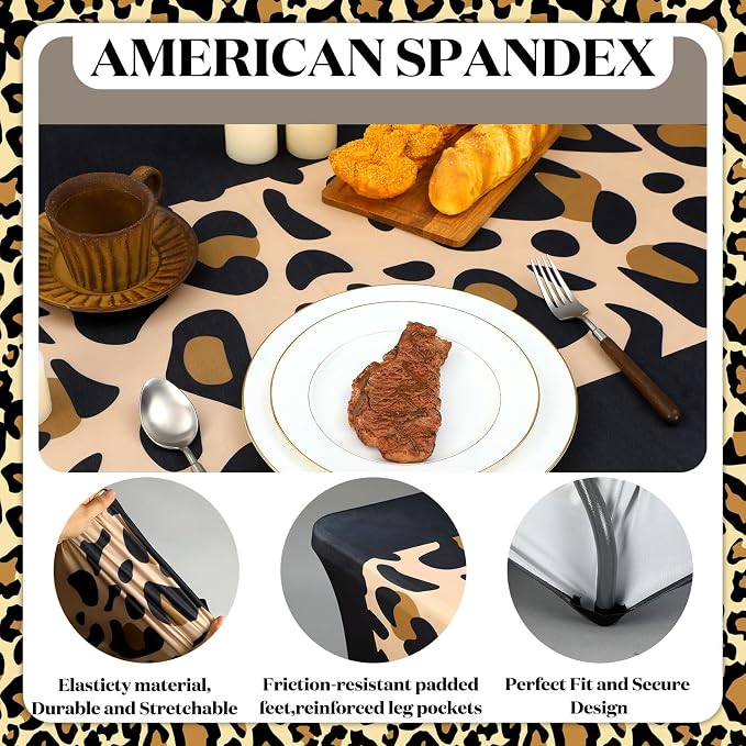 Frienda 1 Pcs Cheetah Print Table Cloth Cheetah Print Party Decoration 71 x 30'' Leopard Table Cloth Rectangle Safari Animal Leopard Tablecover for Birthday Baby Shower Wedding Party Supplies