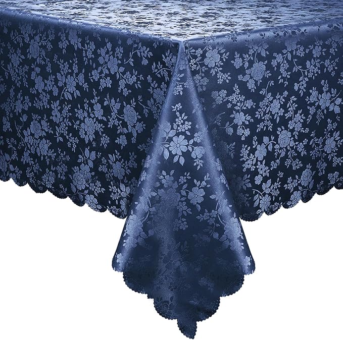 Smiry Rectangle Table Cloth, Waterproof Heavy Duty Vinyl Tablecloth, Wipeable Washable Table Cover for Kitchen and Dining Room (Navy Blue, 54" X 108")