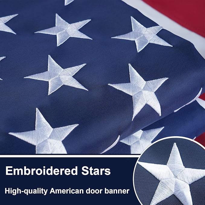 Bradford American Door Banners 2 pcs 250 Anniversary Decorations, Embroidered 20x96 Inch Hanging USA US Flags with 2 Brass Grommets for Memorial Day 4th of July Décor