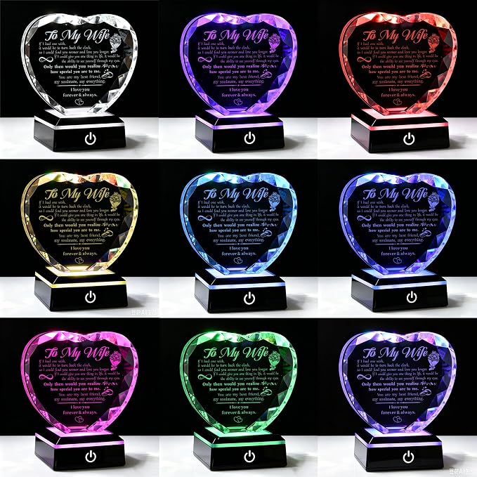 Gifts for Wife birthday gifts for your wedding anniversary or gifts, creative color LED bases, crystal souvenirs, thoughtful for your wife