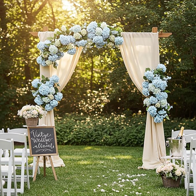 Auihiay 404PCS Hydrangea Artificial Flowers, Silk Artificial Flowers Heads with Stems, Blue Lifelike Faux Flowers for Wedding Centerpieces, Arch and Background, Party, Home, Baby Shower Decor