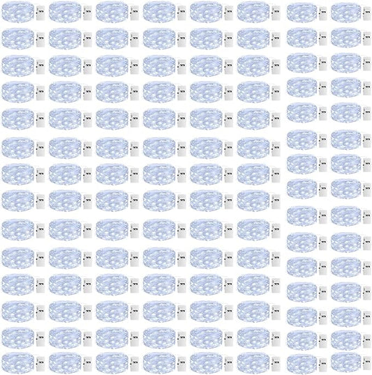 100 Pack Fairy Lights with Timer Battery Operated, 3 Modes 7ft Mini Twinkle Lights Waterproof,20 LED Bulk String Light for Mason Jars Christmas Decoration Wedding Table Centerpieces,Cool White