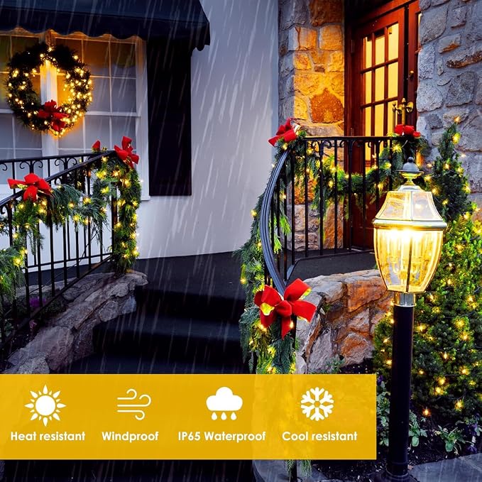Extra-Long Solar String Lights for Outside, 2 Pack 200LED Solar Fairy Lights Outdoor Waterproof, Copper Wire with 8 Modes Solar Twinkle Lights for Tree Garden Party Patio Xmas Decor (Warm White)