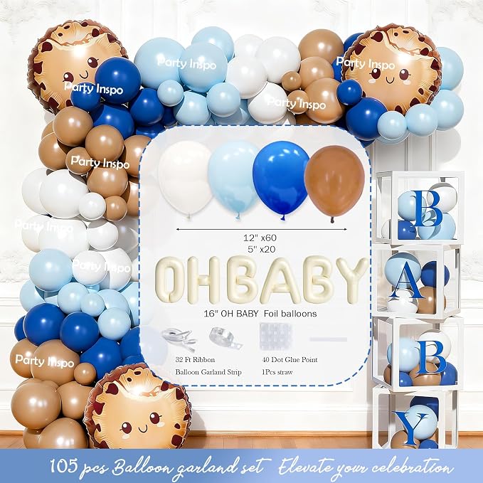 Costova Milk and Cookies Baby Shower Decorations, 123 PCs Cookie Baby Shower Party Supplies with A Sweet Little Cookie Is on the Way Backdrop, Balloon Garland, Cake Topper, Boxes